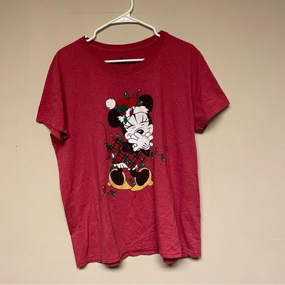Disney Minnie Mouse Short Sleeve Red Christmas T Shirt Size XL - Picture 2 of 4